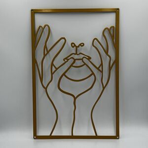 Modern Wall Art Golden Metal Abstract Female Face Woman 11” X 16.5” Minimalist
